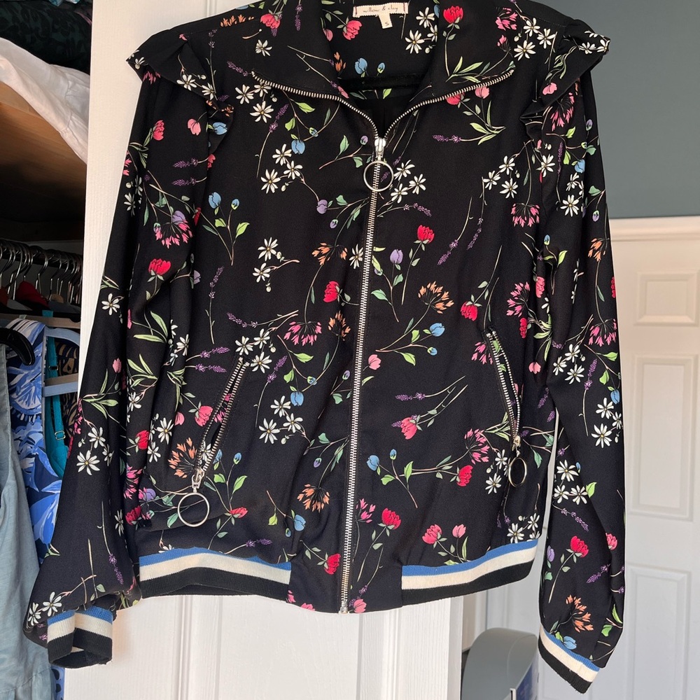 Floral Black bomber Jacket Small Willow & Clay